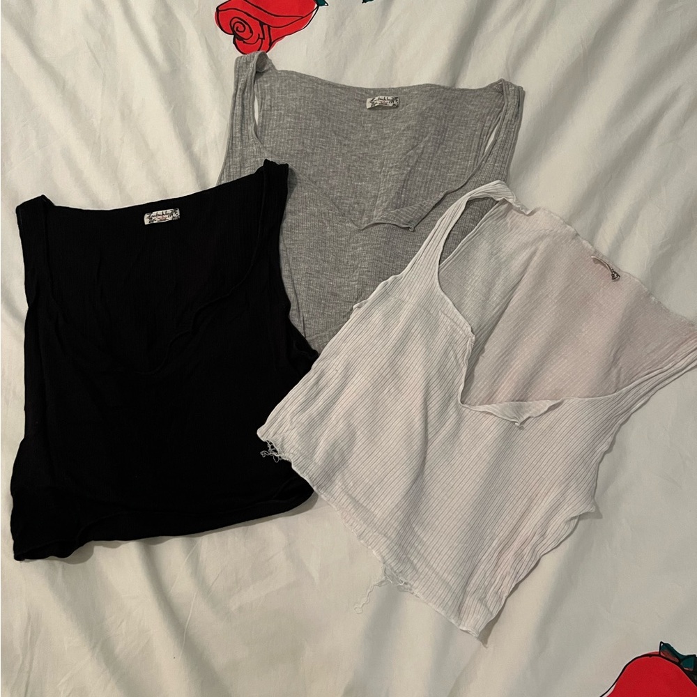 FREE PEOPLE BUNDLE Ribbed Crop Tanks/Camis